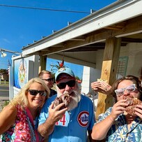 Our group at the orange blossom bakery in Buxton NC. Get the apple ugliest!