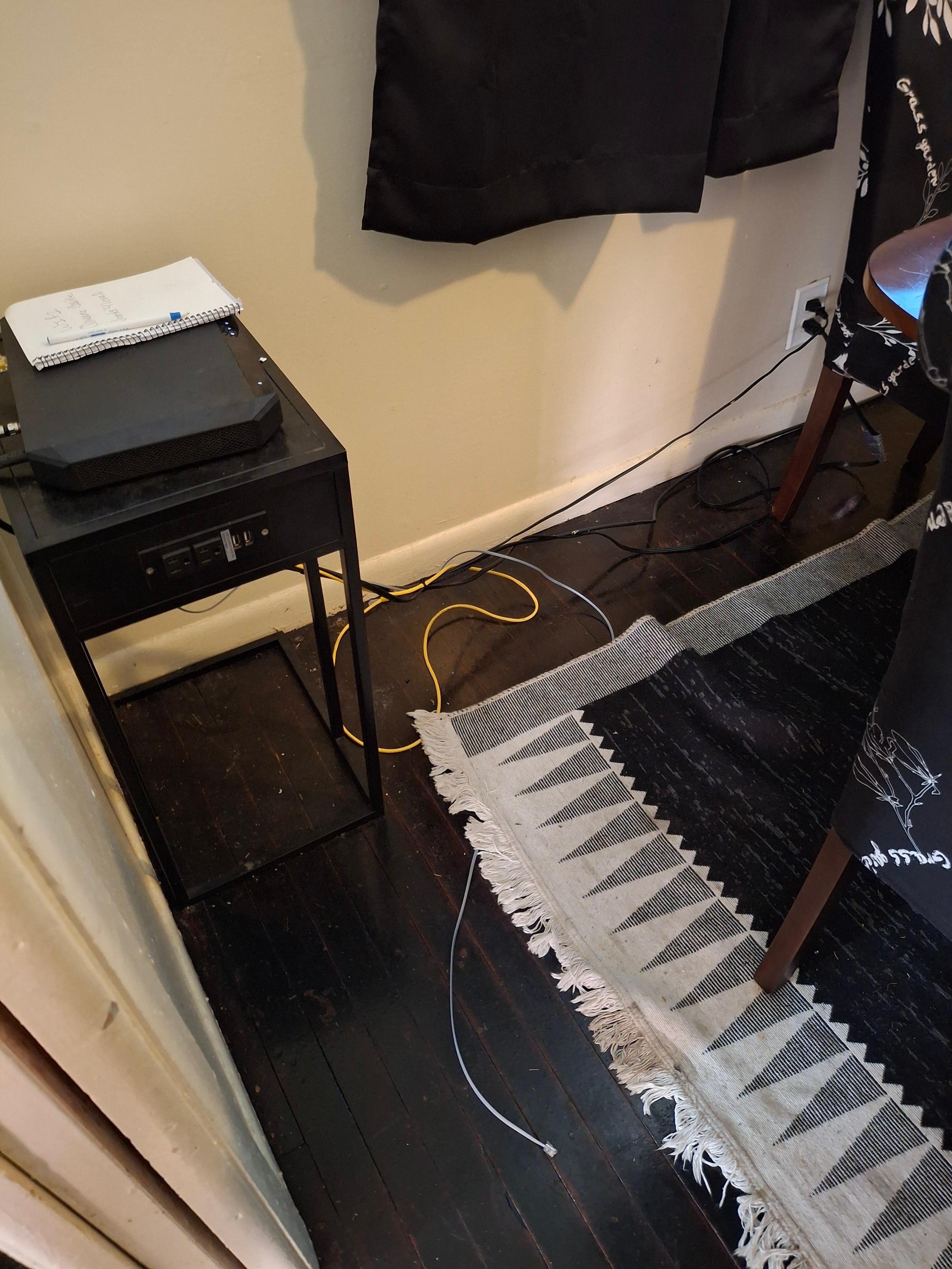 Cords exposed.