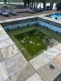 Hot tub on day of arrival - surely doesn't look like someone had been "working on it"!