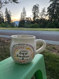 Morning tea from the front yard. Loved this view every morning