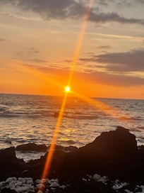 Sunset at the beach within walking distance