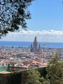 La Sagrada Familia rises majestically from the city