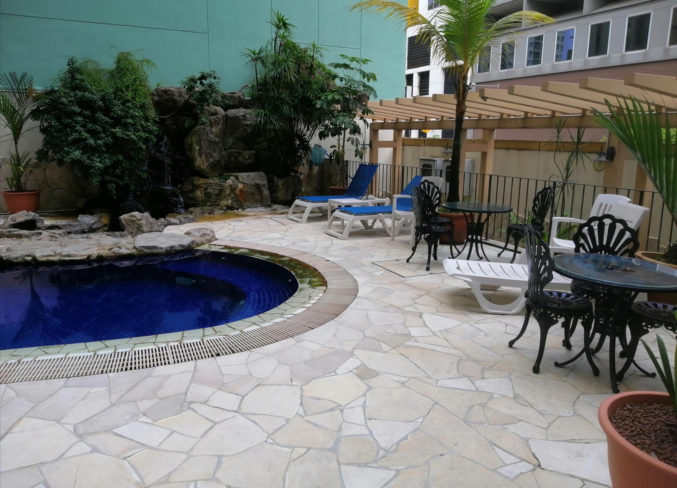 Swimming pool + outdoor dining area