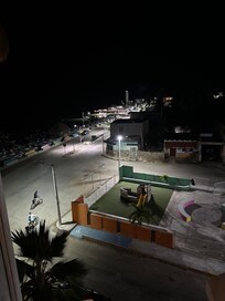A view from our balcony at night ... onto a kids' playground.