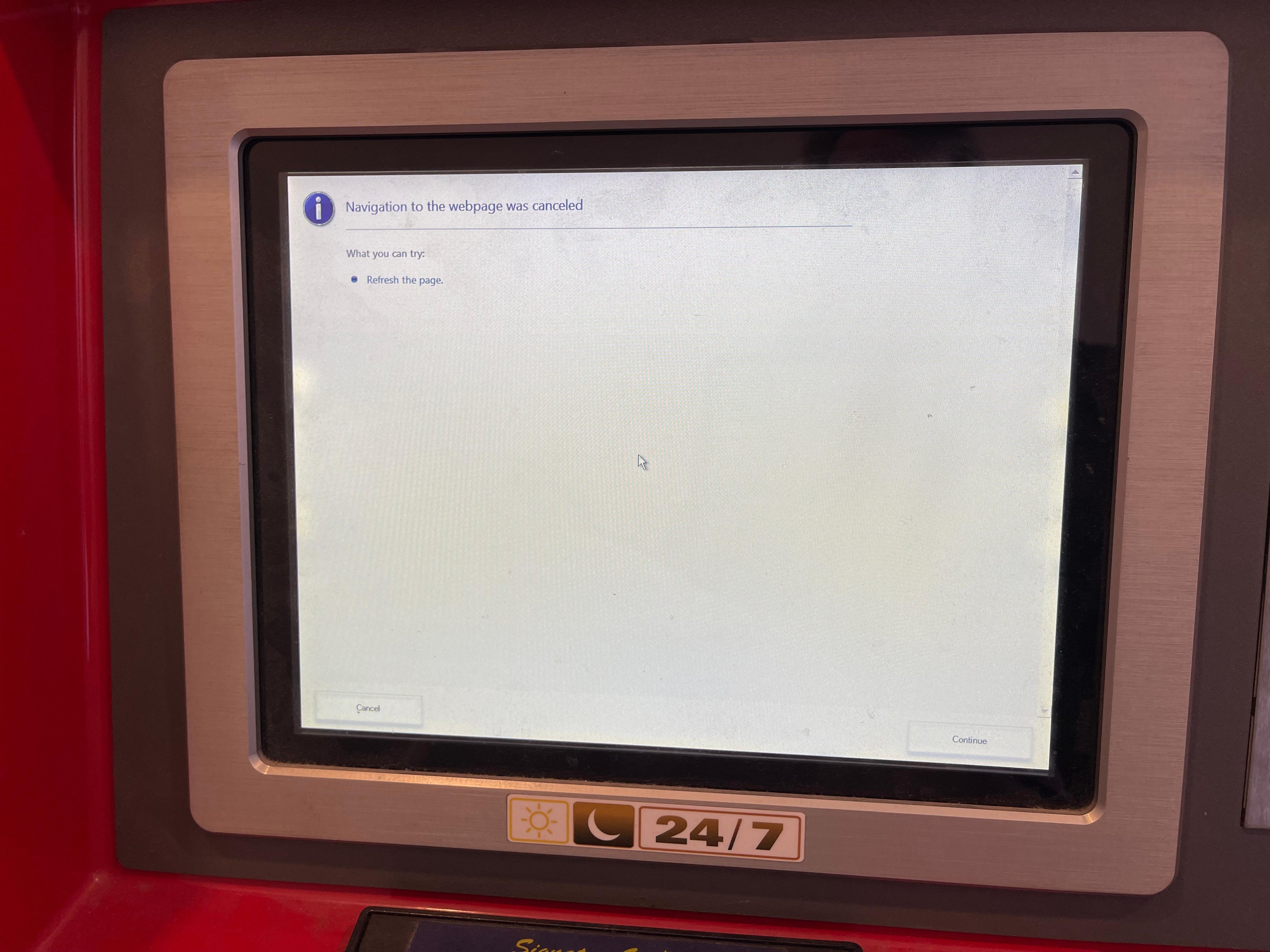 Check-in Automat funktioniert nicht.
