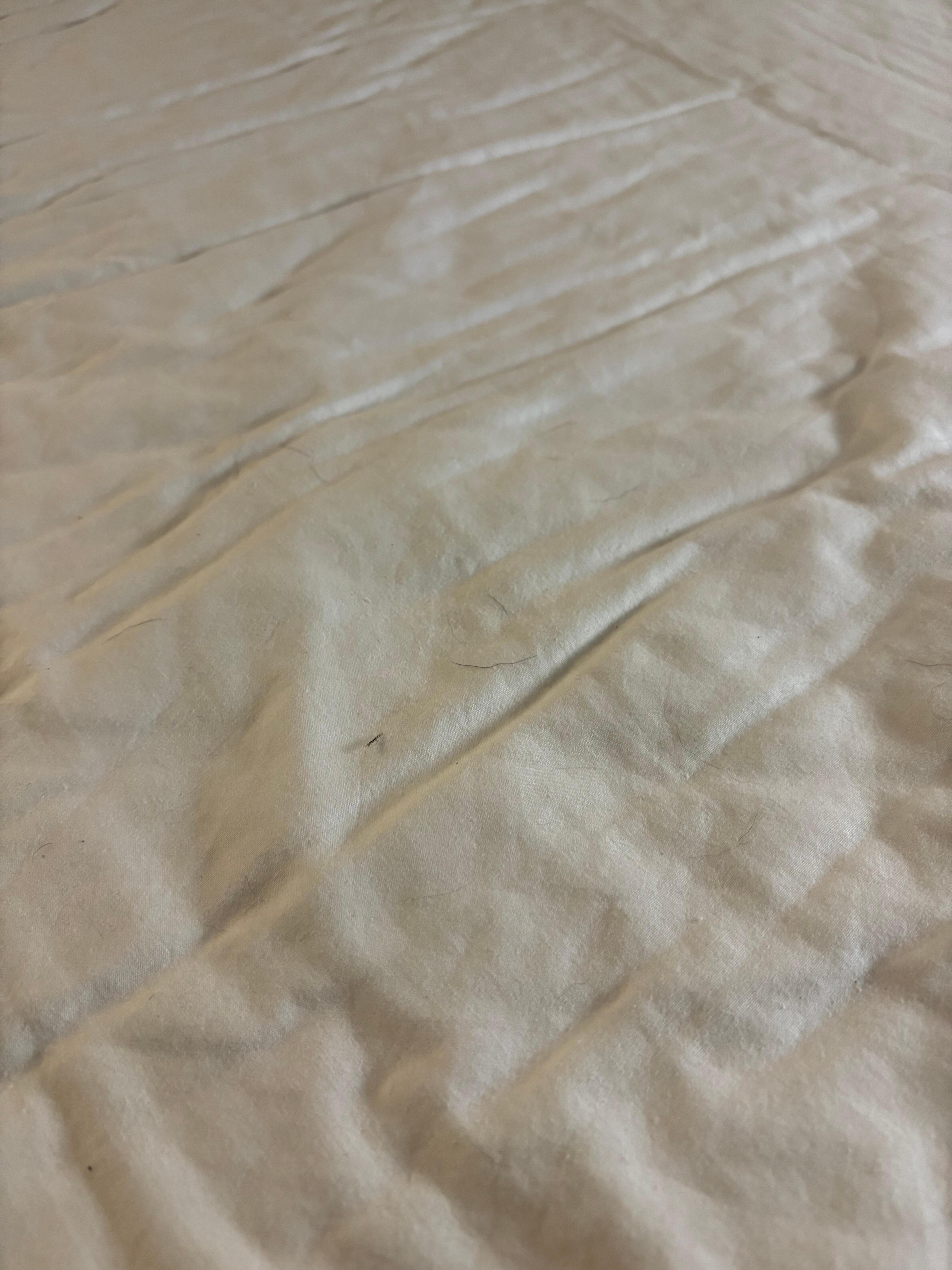 Cabello en las sabanas de la cama