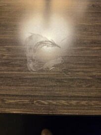 Sticky stuff on table.