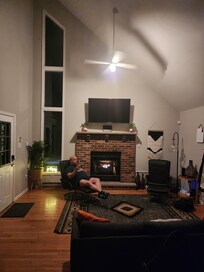 Reflecting fireside.