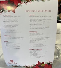 Xmas day gala menu