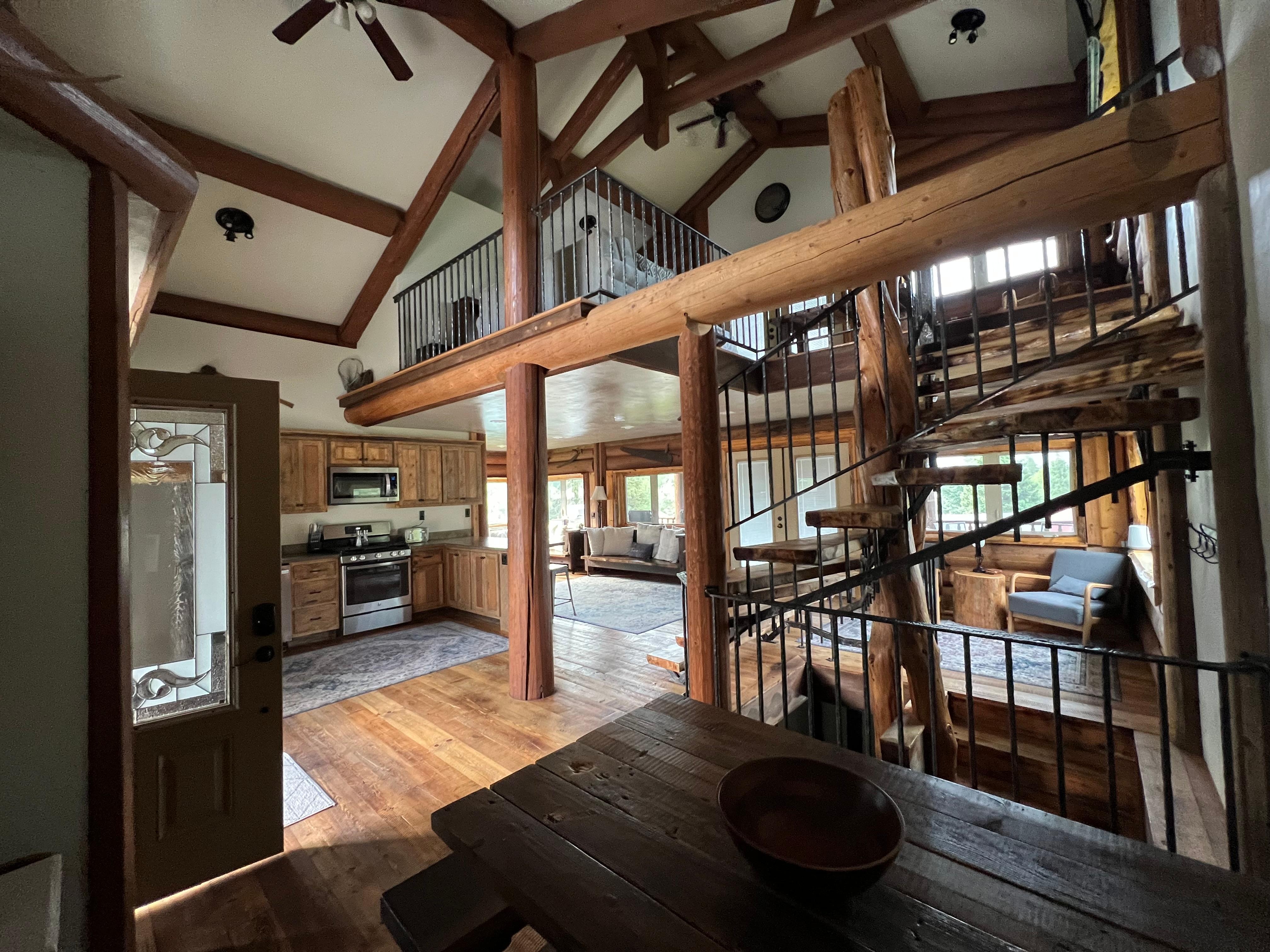 Standing in dining room.