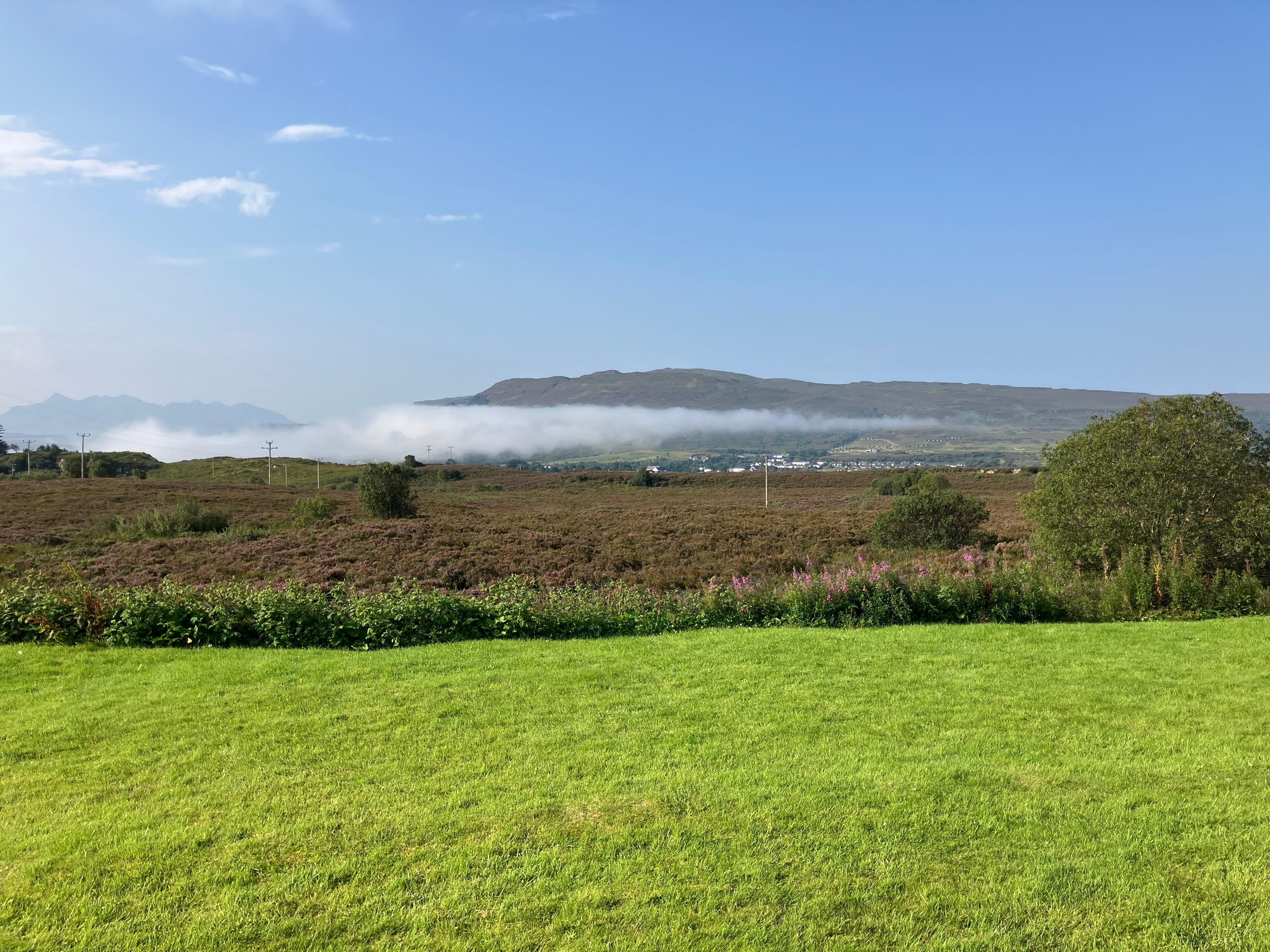 view over Portree Bay from the garden