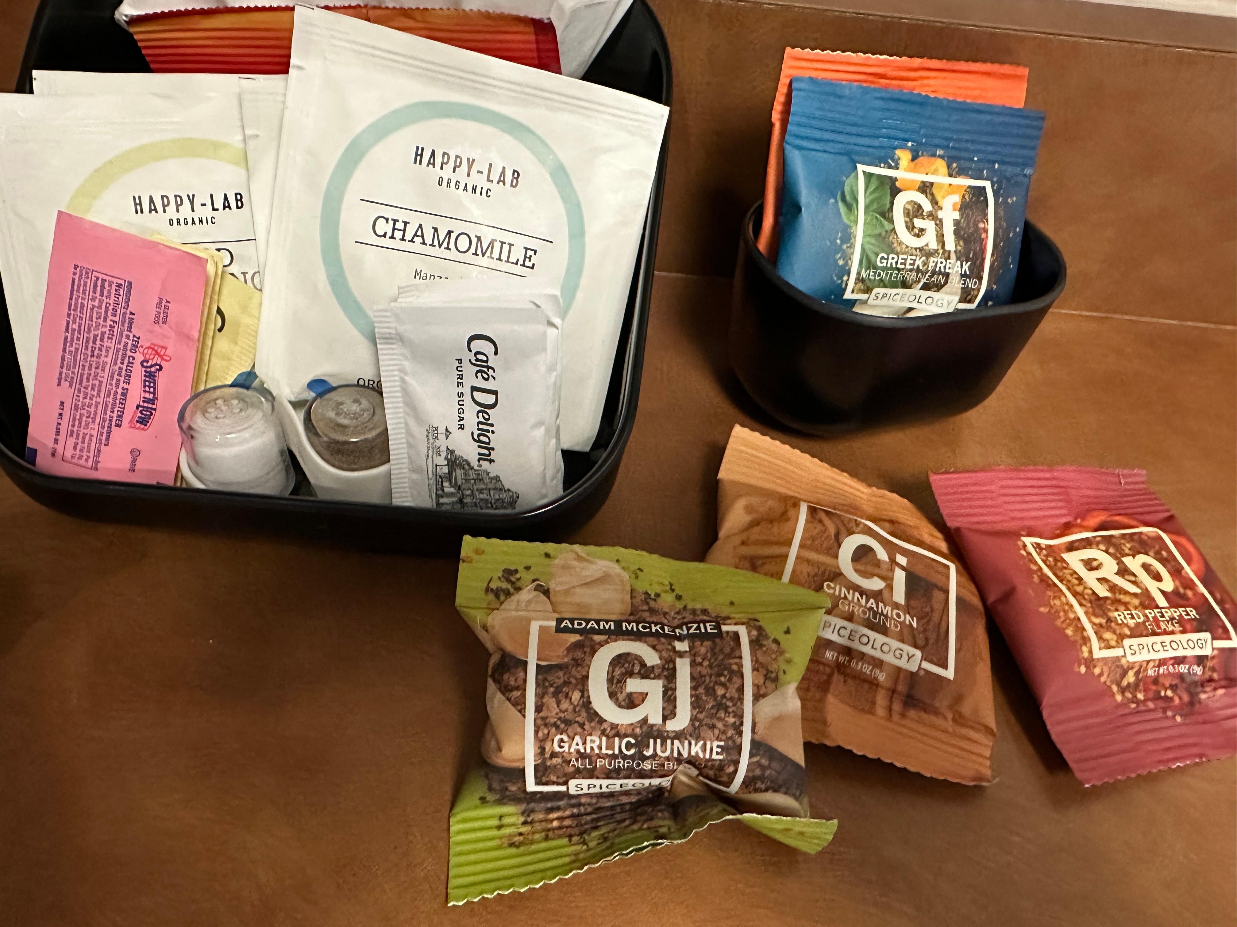 Selection of tea and spices in the room 