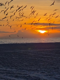 Sun set at the beach which is steps from the condo.