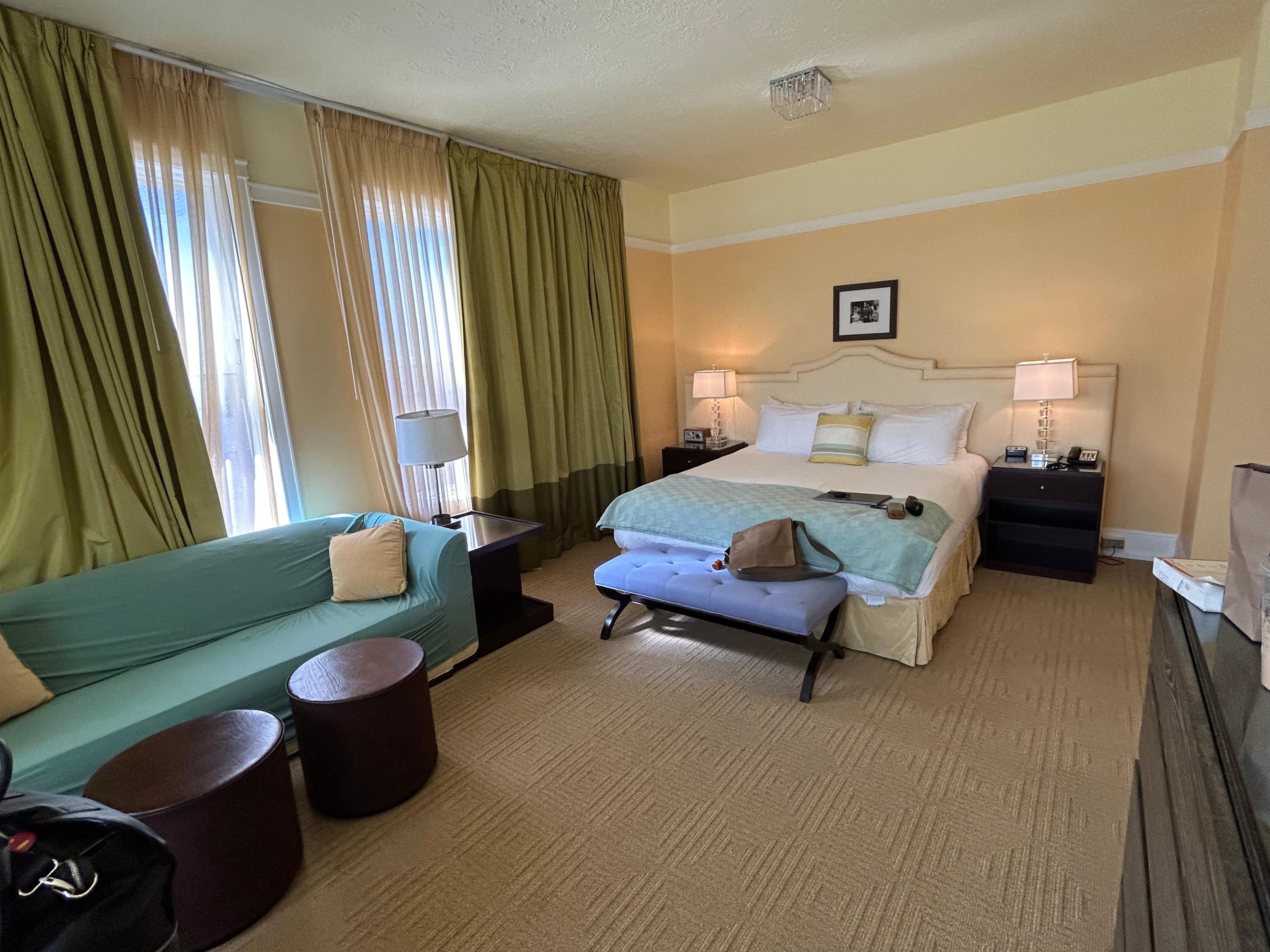 Spacious king suite, w/ a comfy bed.