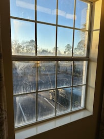 "Garden view" consisted of dirty windows and and a parking lot