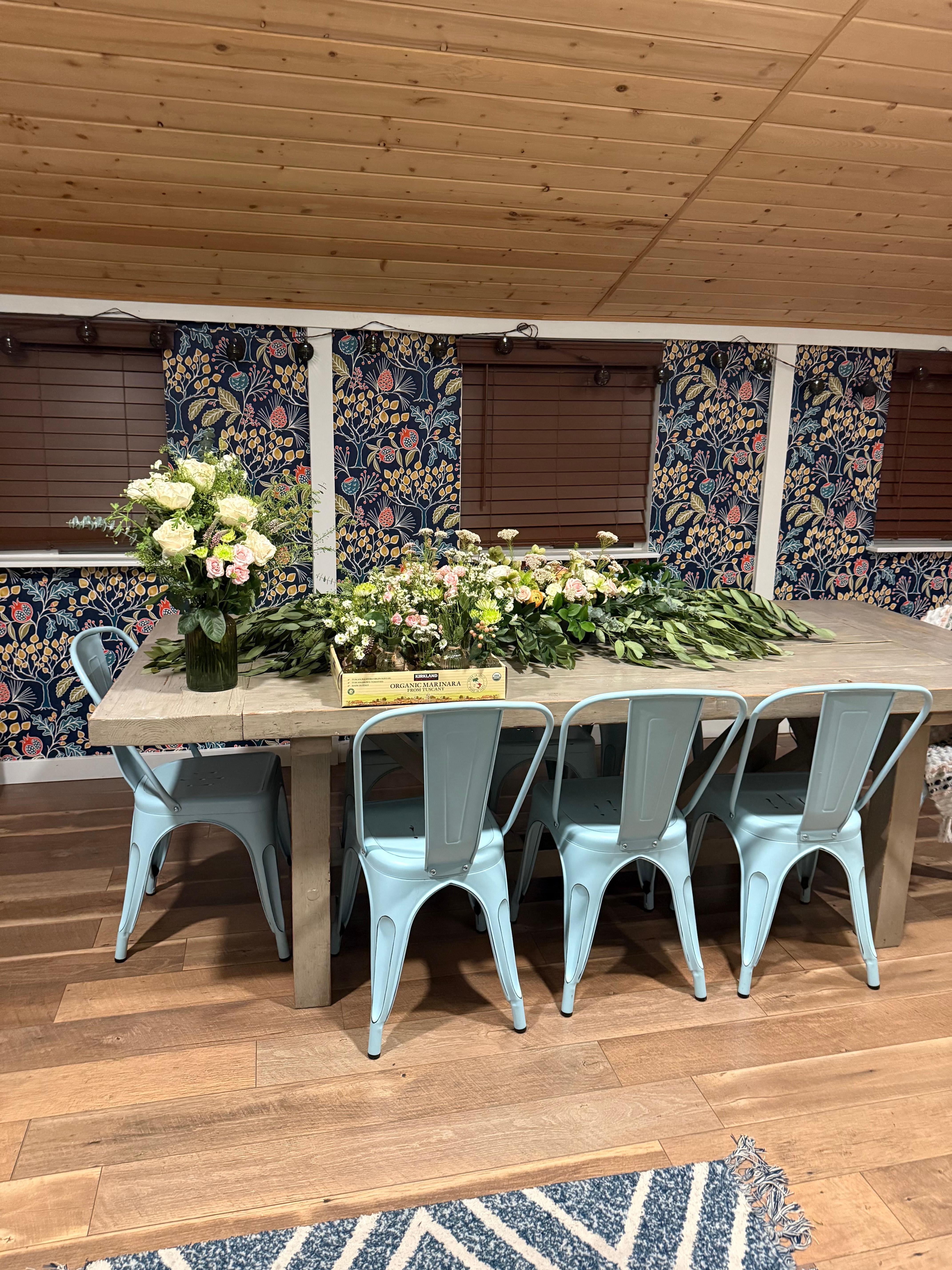 Perfect place to get flowers ready for our rehearsal luncheon.