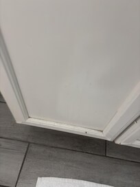 These cabinet ridges had disgusting buildup and streaks and splashes.