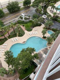 Pool view from balcony.