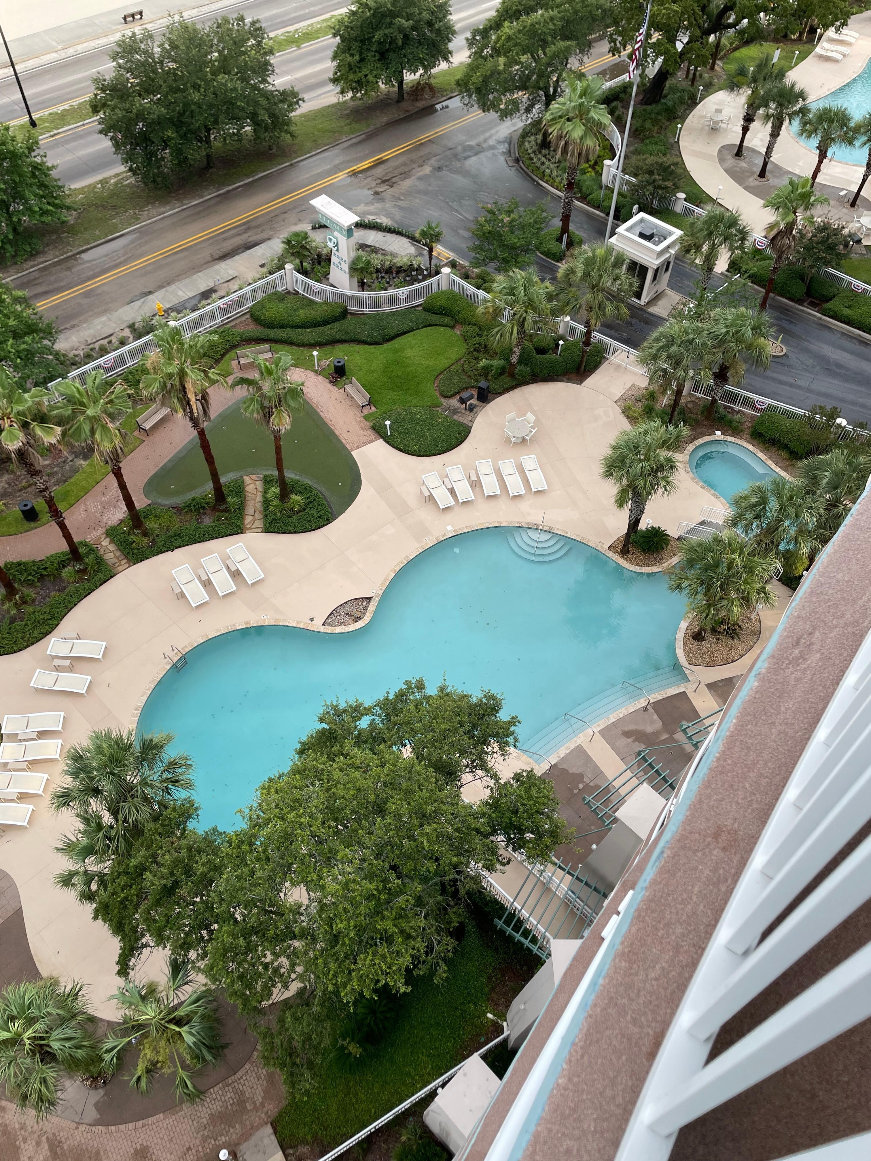 Pool view from balcony.