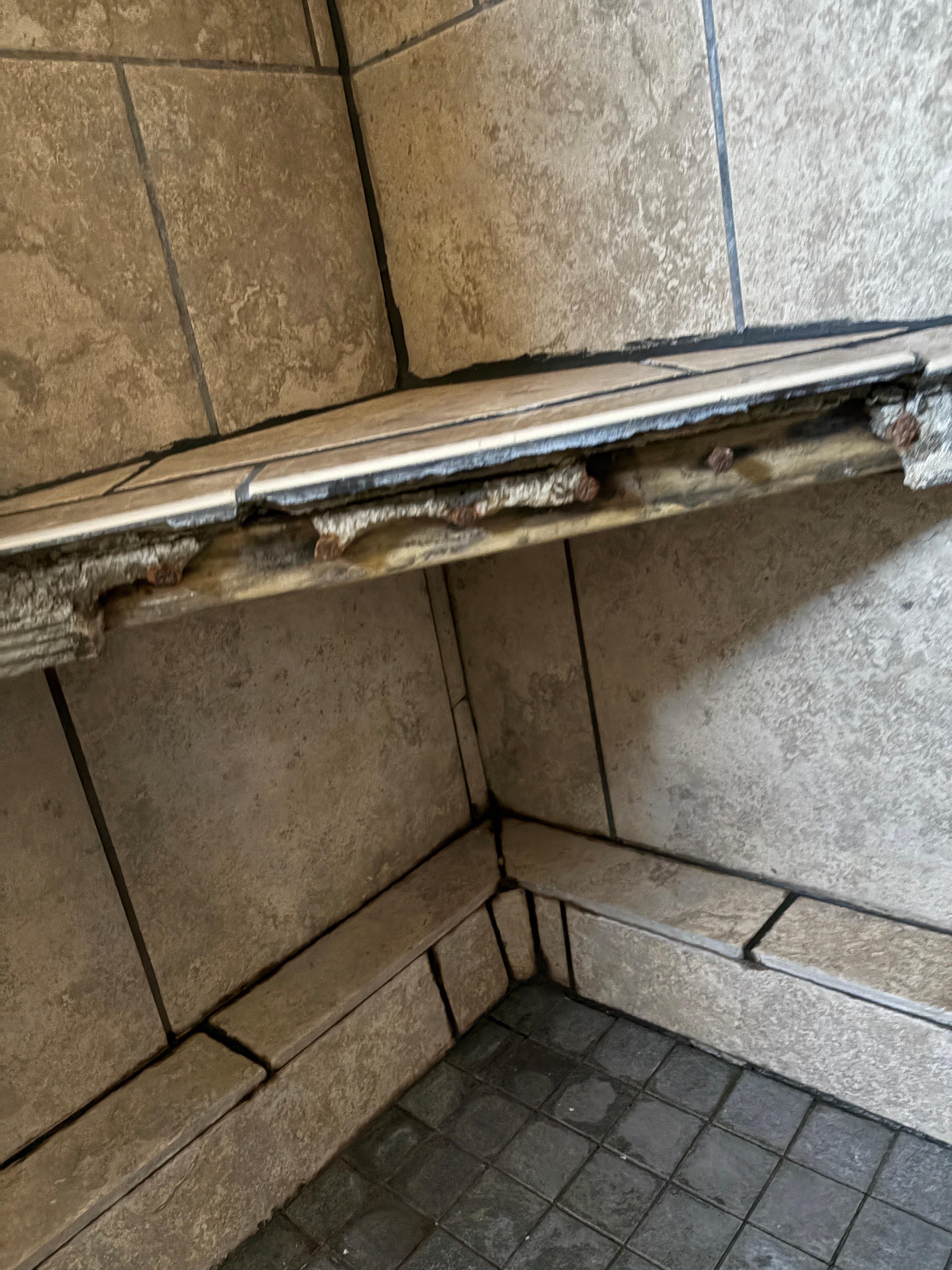 Master shower bench broken, mold present