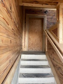 Boarded up door near our room.
