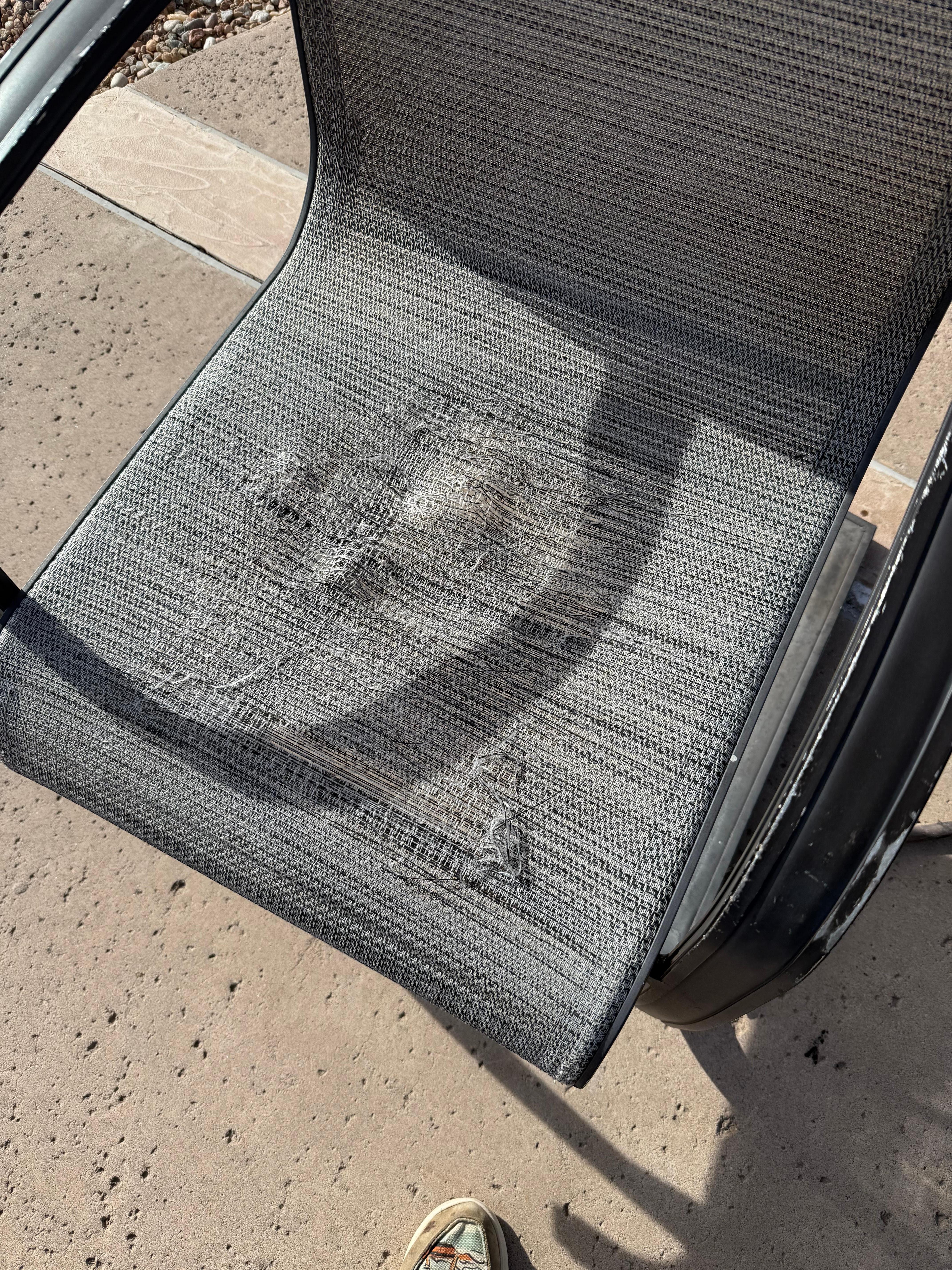 Outside chairs worn out. 