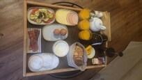 Breakfast served in the room.