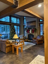 Living room view from entry way by front door