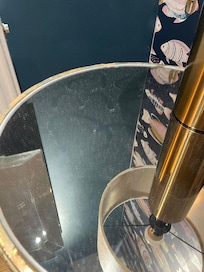 Thick dust on bedside table