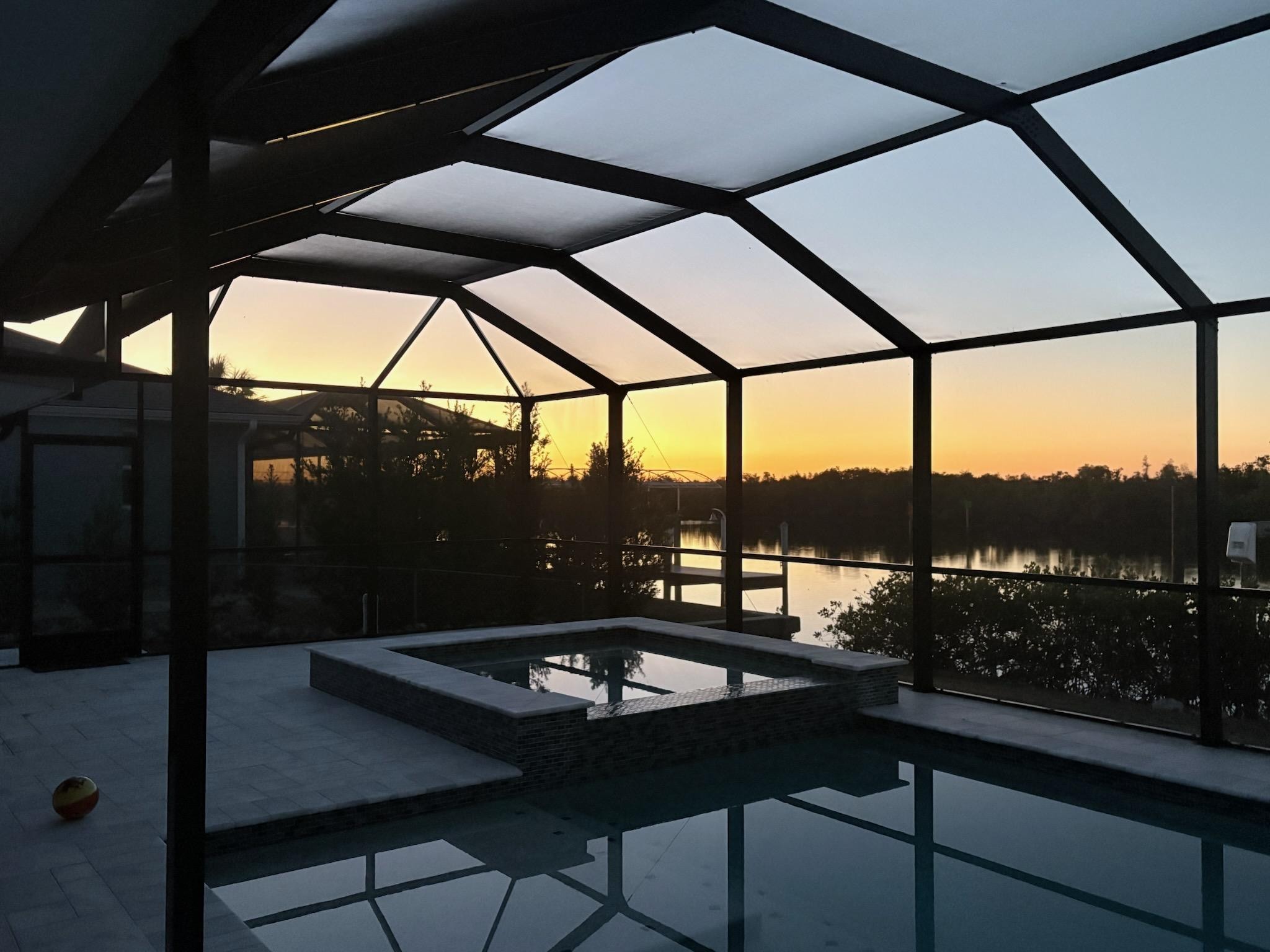 Morning sunrise from pool