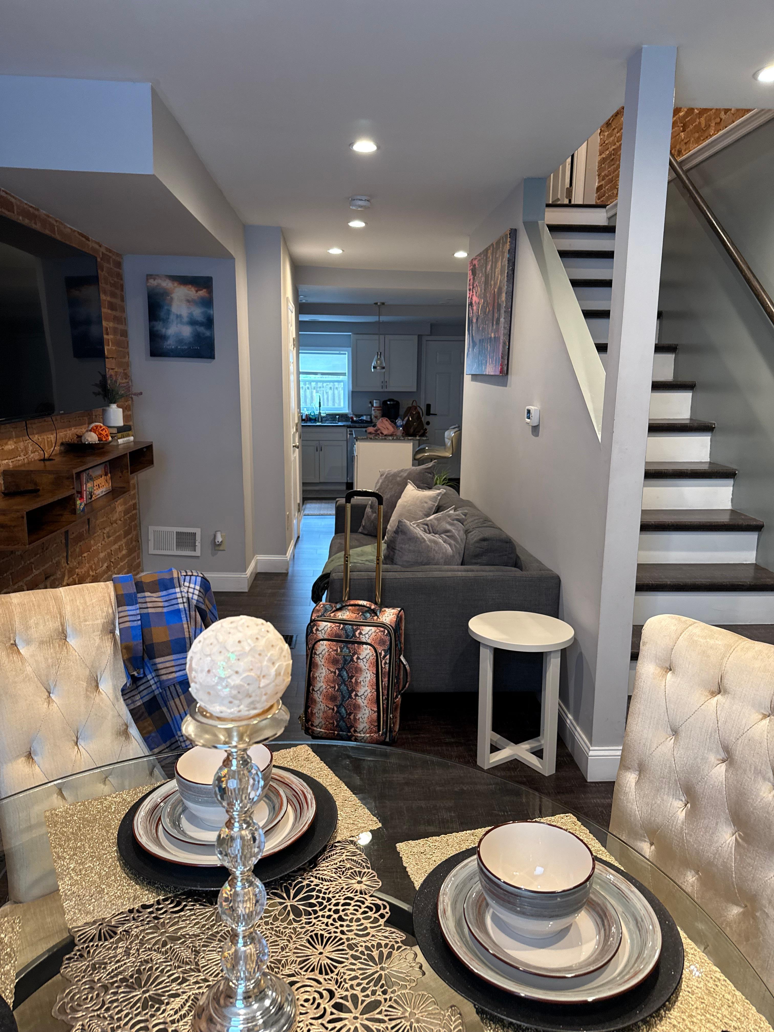 Skinny space but lovely decor and very comfortable. 