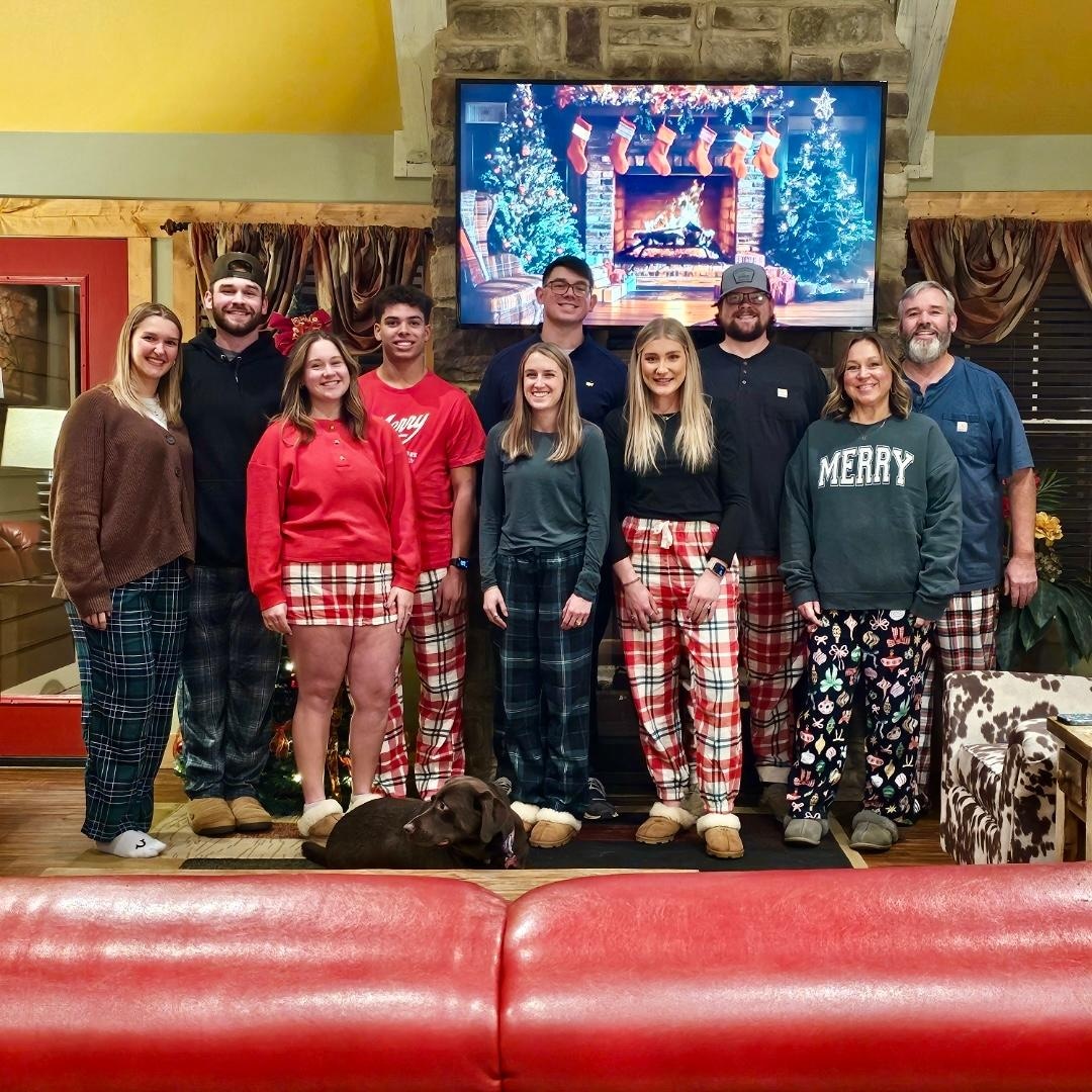 Family photo in living room.  