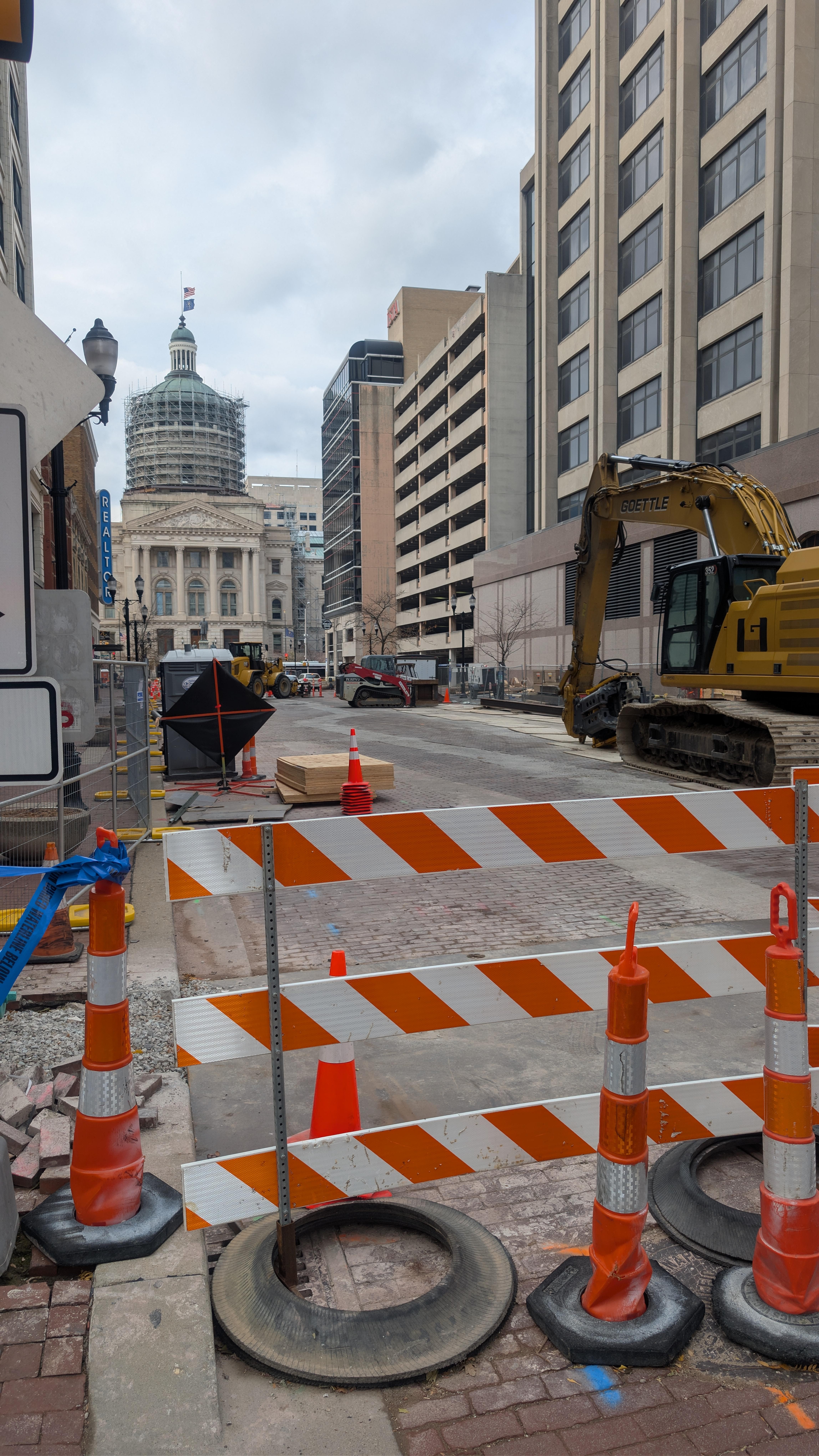 Closed street blocking garage access.