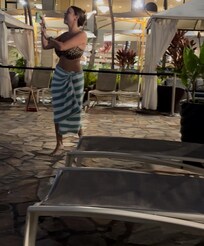 Daughter doing the Hula by the pool