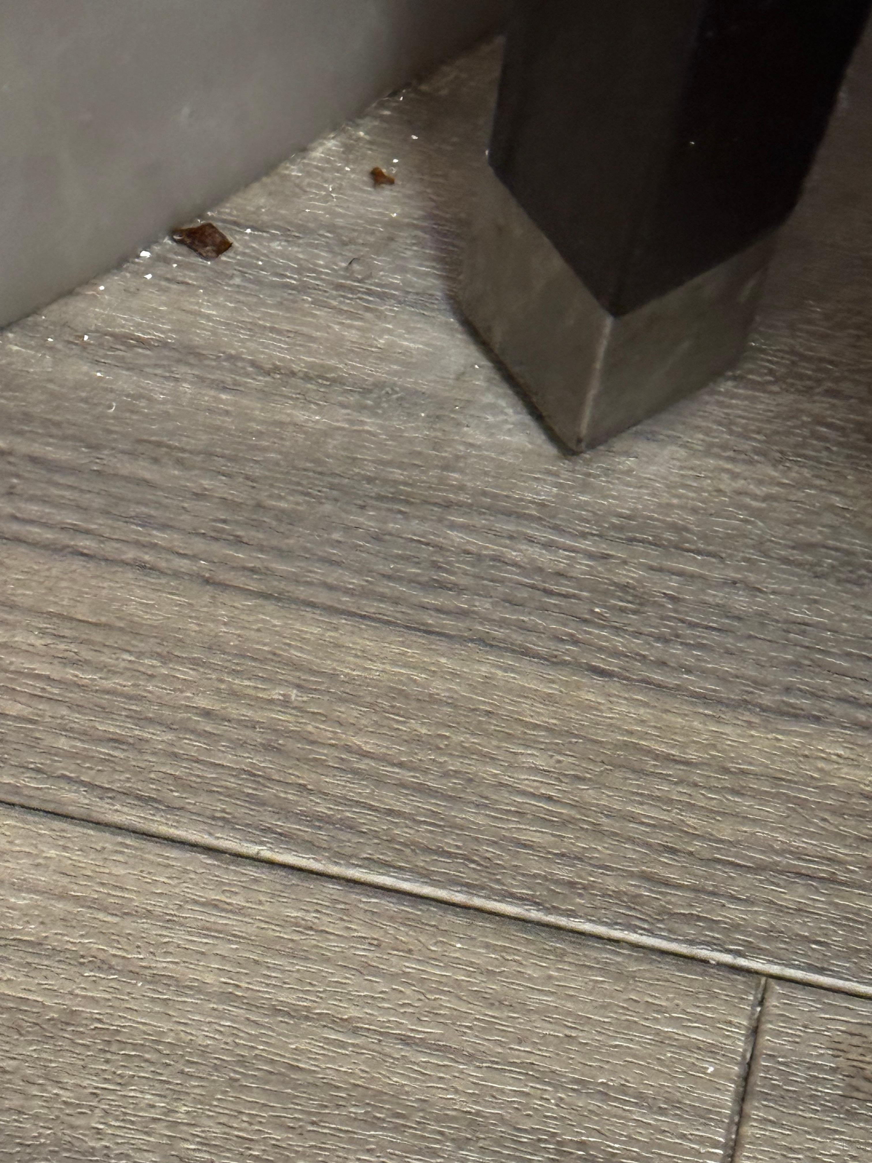 Broken glass on floor