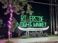 Night market just across the river