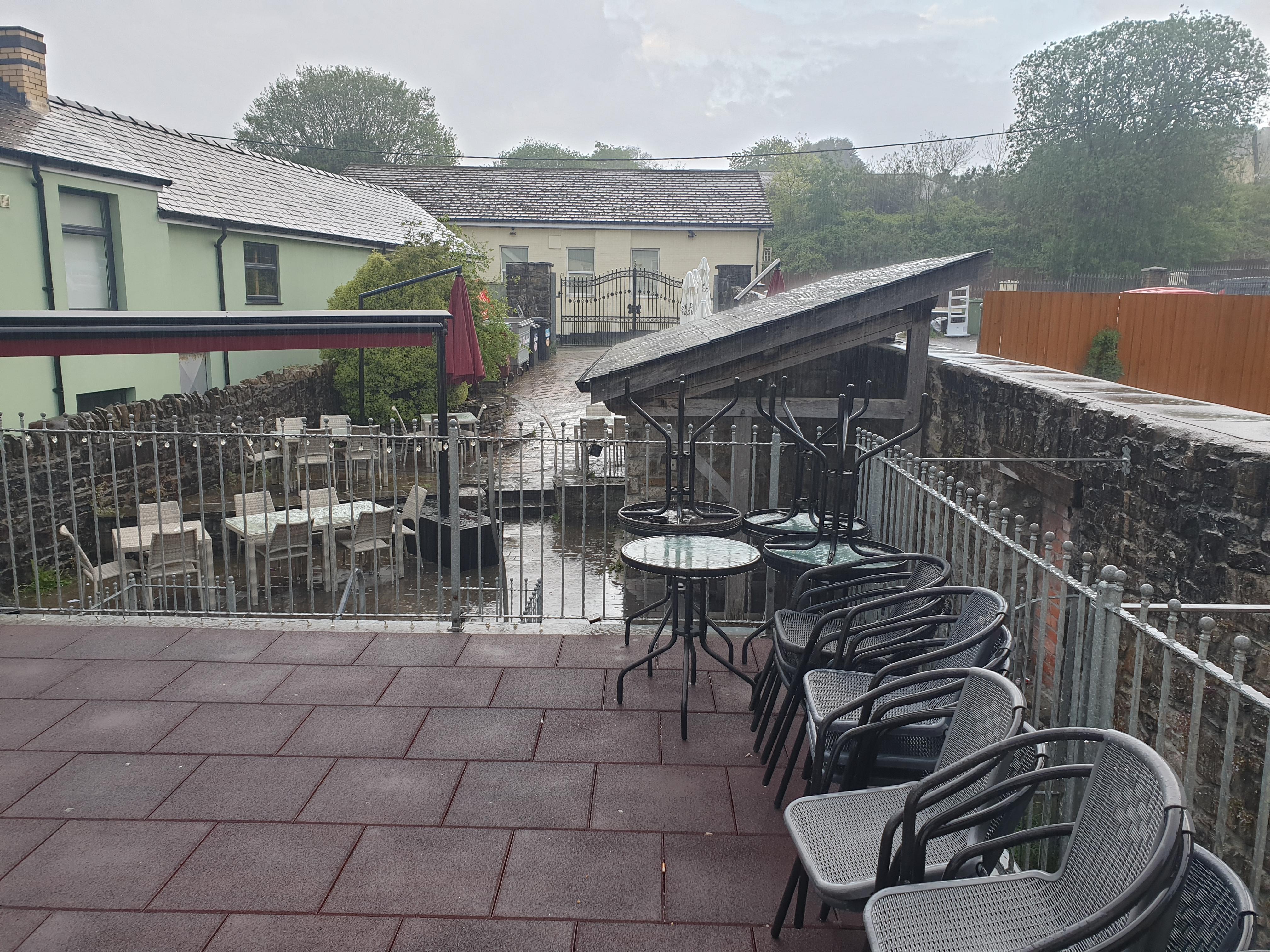 View out of our balcony doors. Unfortunately could not use balcony due to heavy rain.