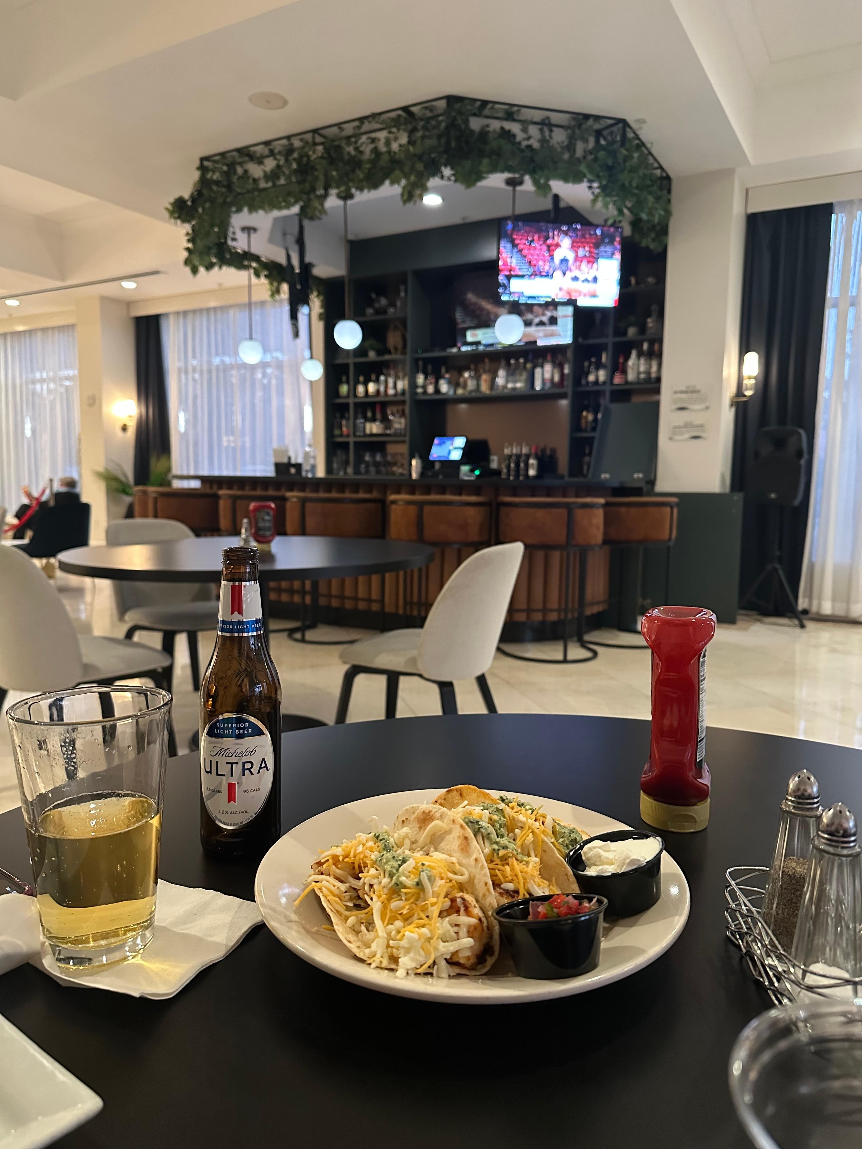 Dinner in the restaurant. 