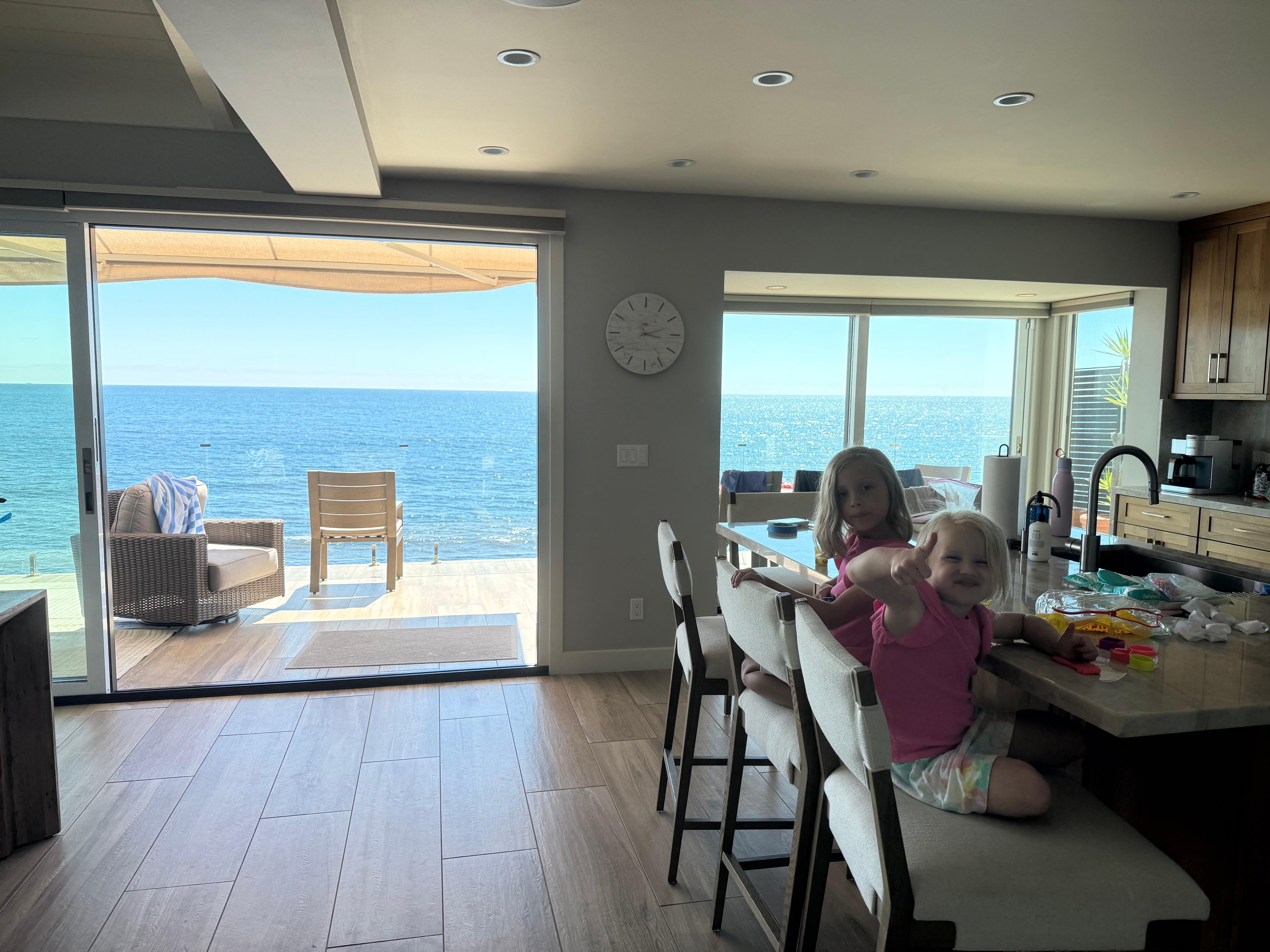 Enjoying every meal with the doors open. We did have to add painters tape for the two year old, who would otherwise walk into the door when closed :)