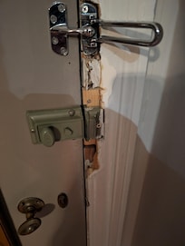 Patched up door frame