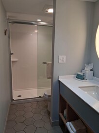 A walk in shower that's not the size of a phone booth??? And it had actual water pressure?!?