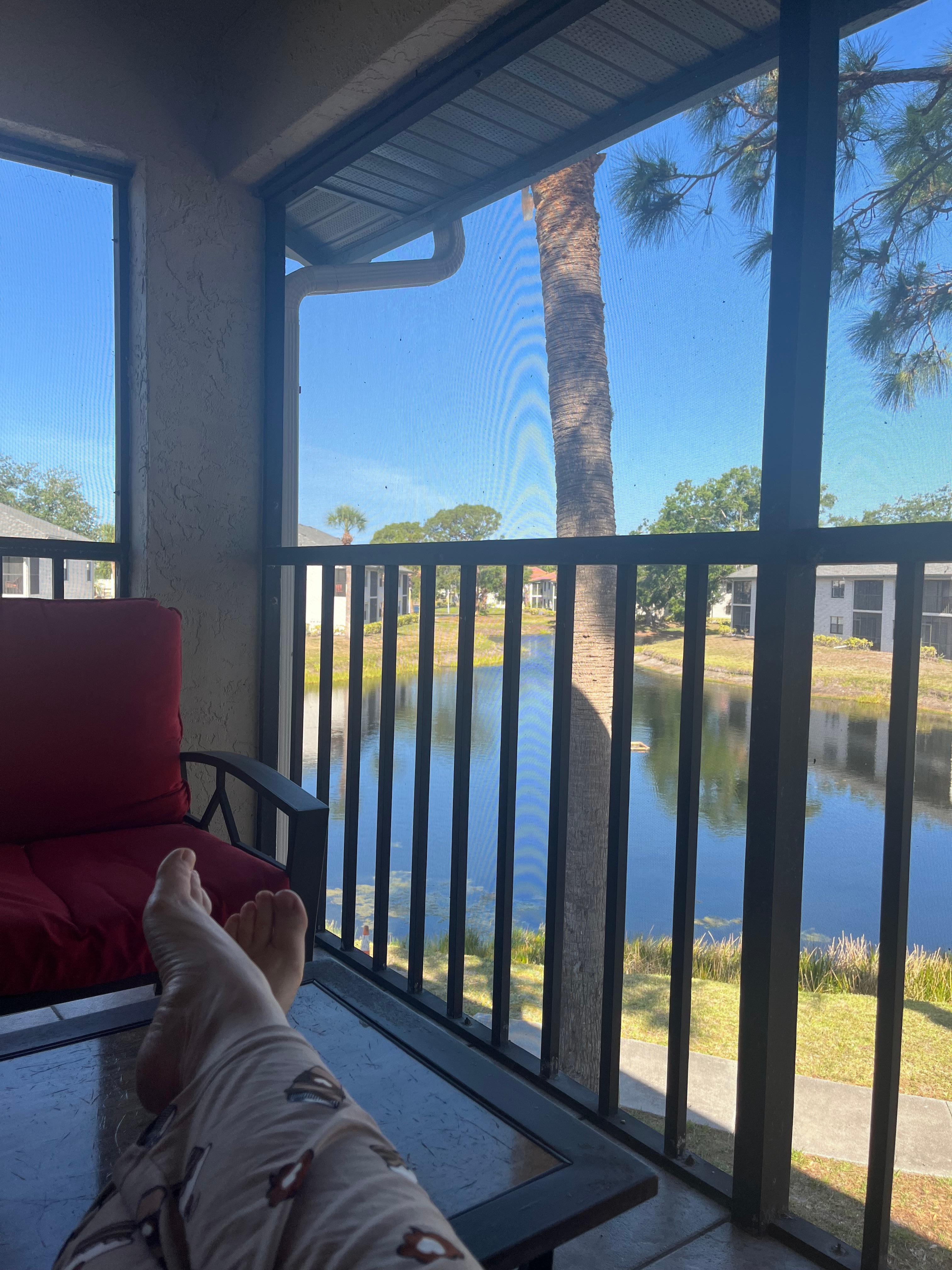 Relaxing on the balcony in the morning.