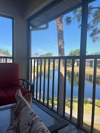 Relaxing on the balcony in the morning.