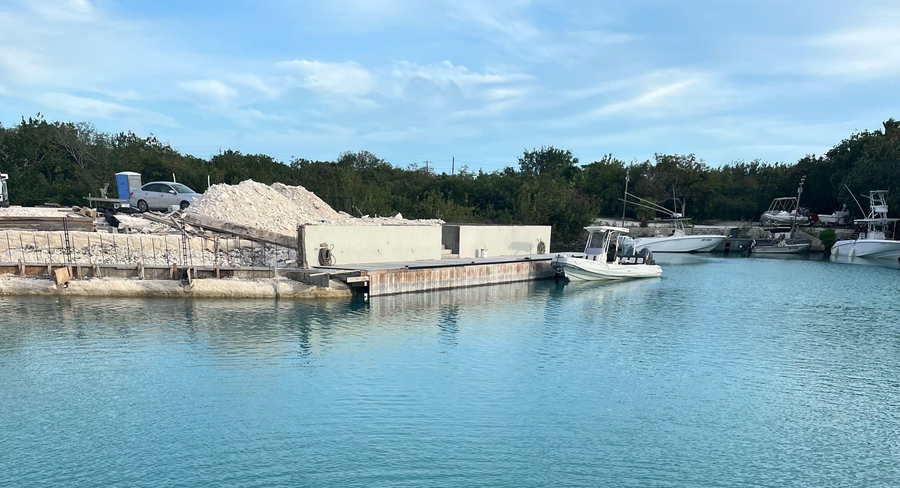 View from home across the channel of construction site.