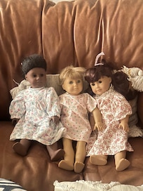 Emilia received shipment of her mom's refurbished American Girls from the late '80's.