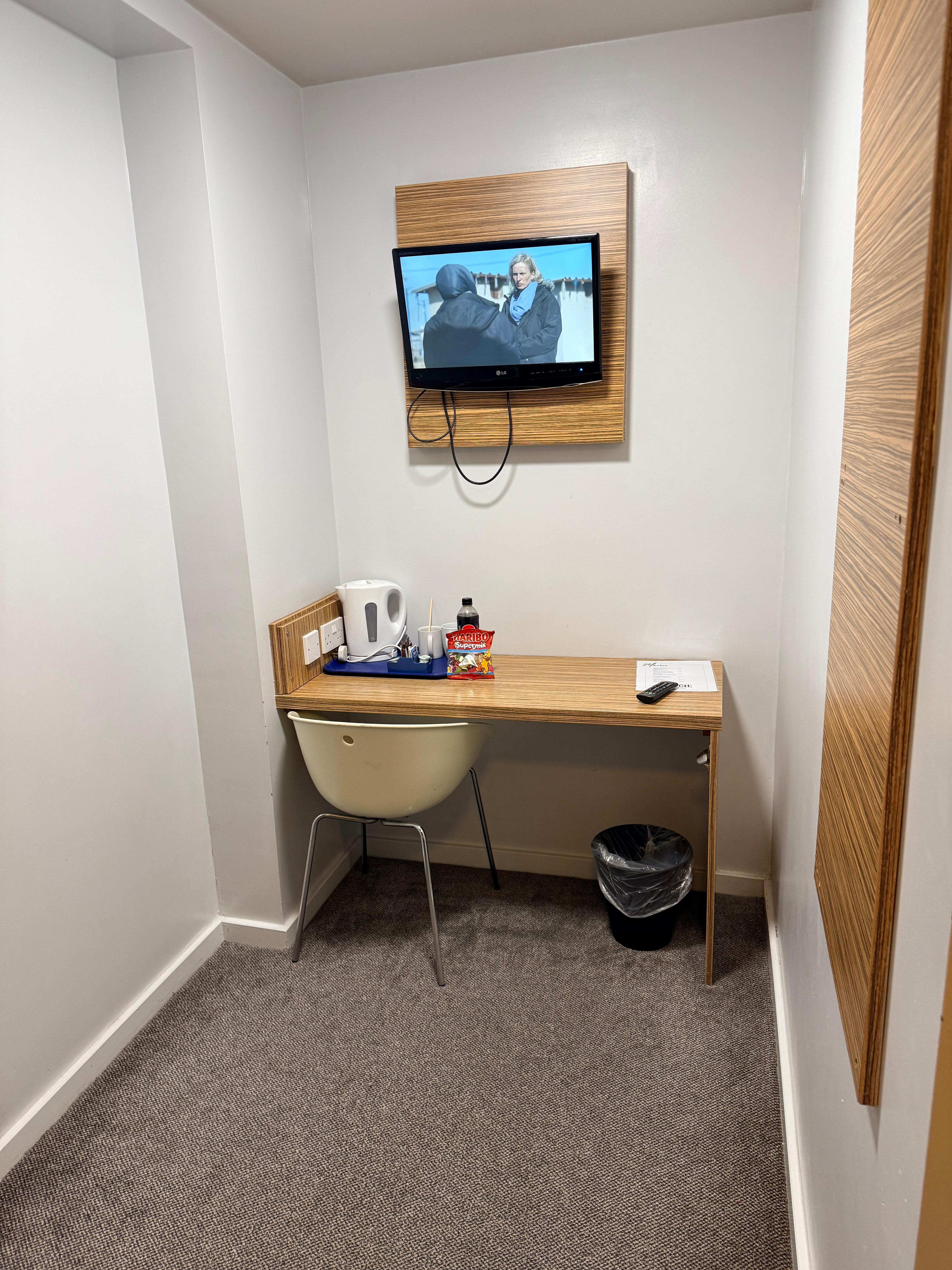 The only 2 sockets on the room were here. 