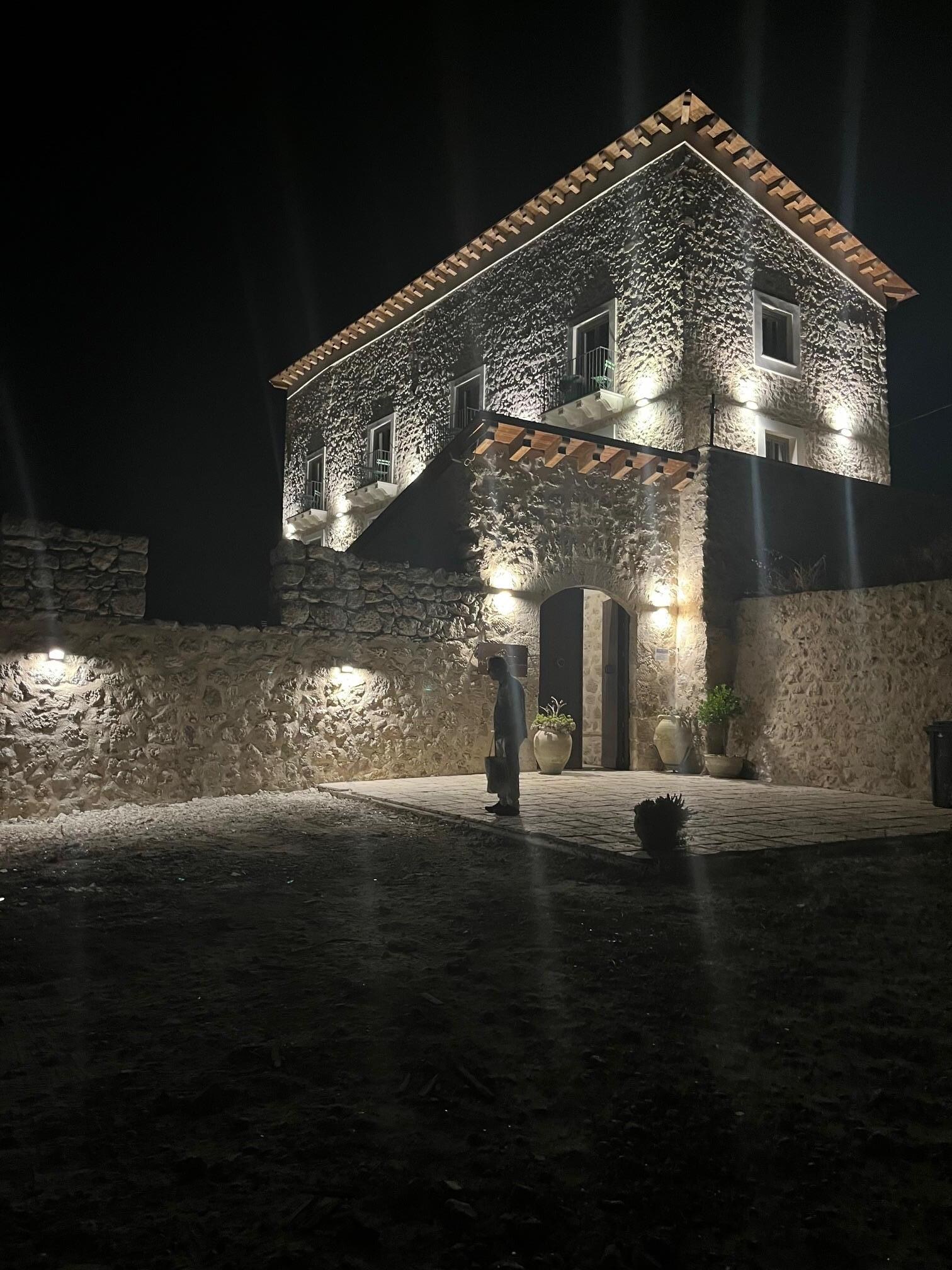 Night time view from parking area 