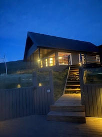 View from the hot tub to the house