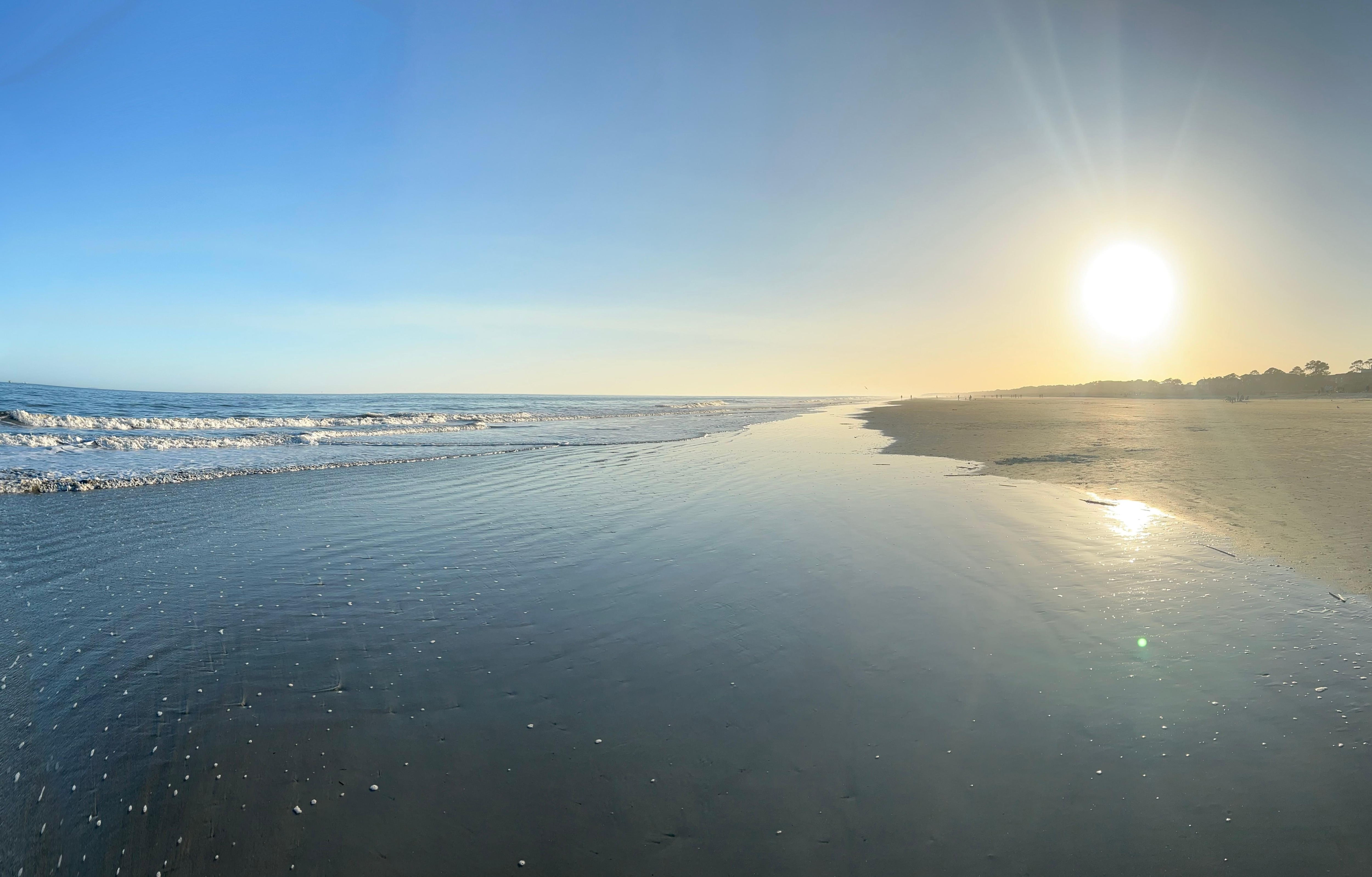 The evening view from the property's "backyard" beach!