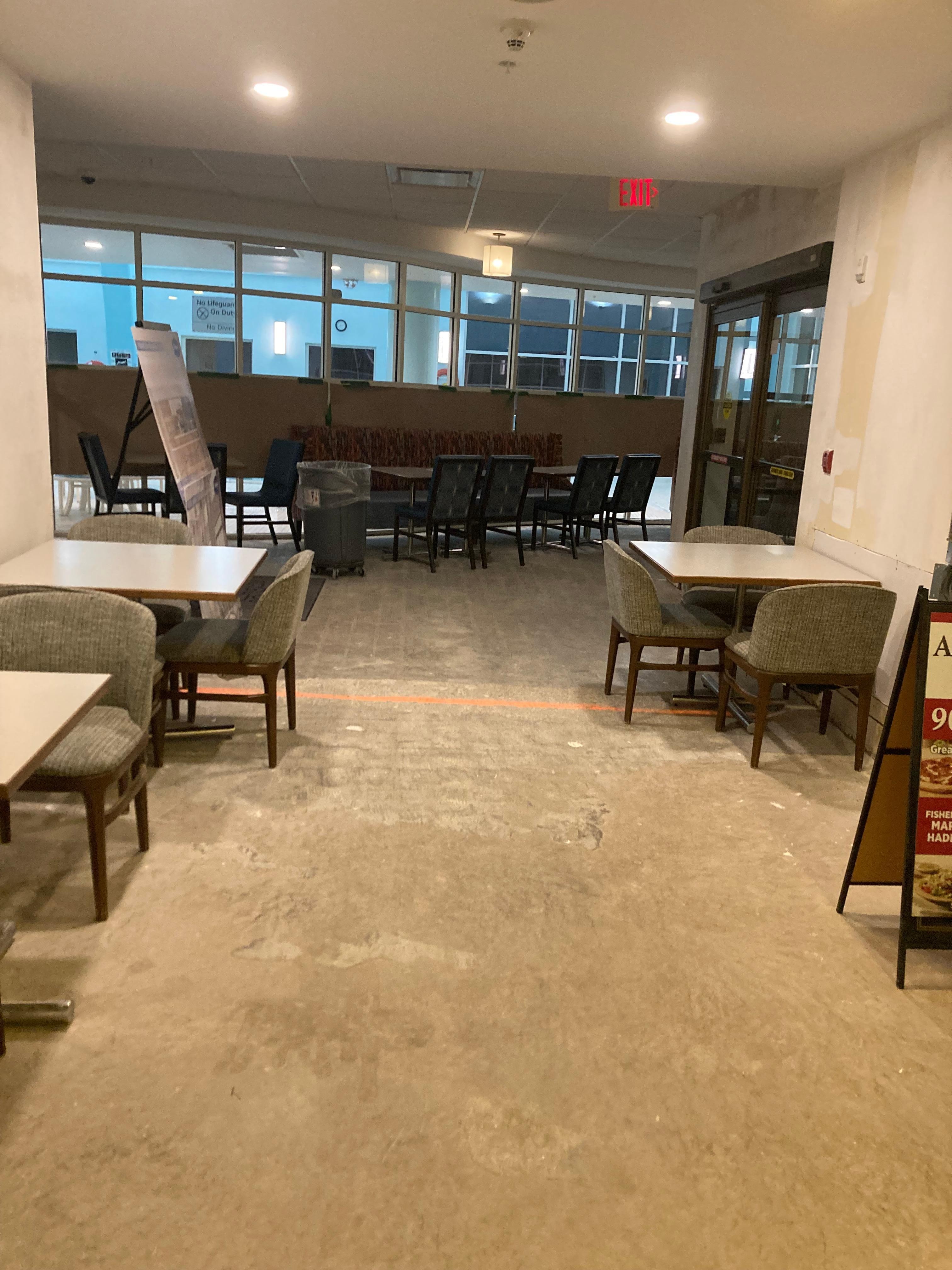 Makeshift breakfast area